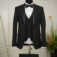 Ocala Slim Fit Peak Lapel All Black Tuxedo