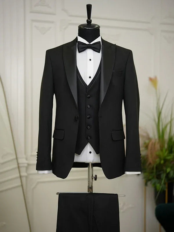 Ocala Slim Fit Peak Lapel All Black Tuxedo