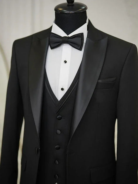 Ocala Slim Fit Peak Lapel All Black Tuxedo