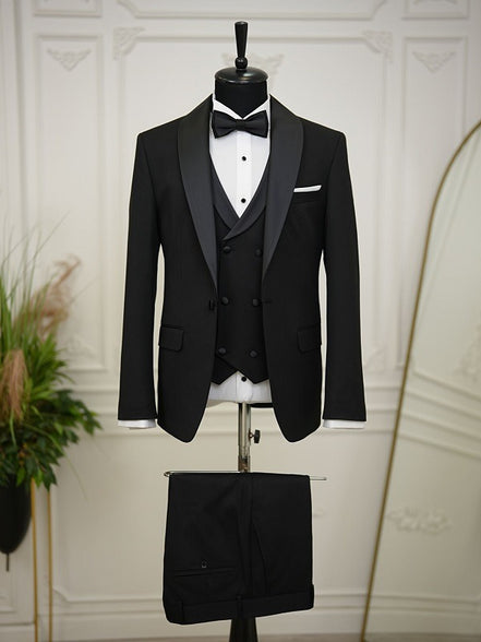 Ocala Black Slim Fit Shawl Lapel All Black Tuxedo