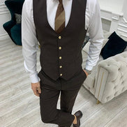Ocala Slim Fit Peak Lapel Dark Brown Suit