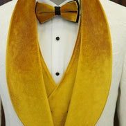 Ocala White Yellow Slim Fit Velvet Shawl Lapel Tuxedo