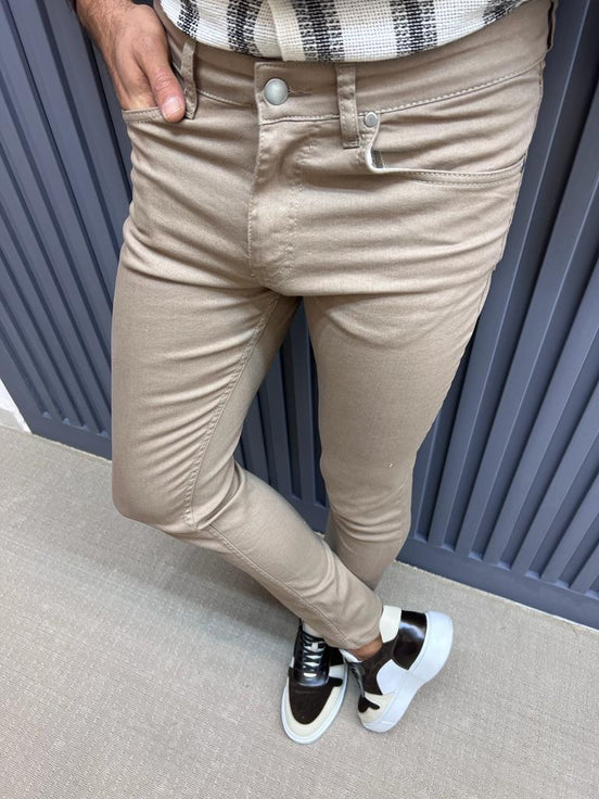 Beige Cotton Pants