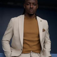 GentWith Pierre Beige Slim Fit Linen Suit