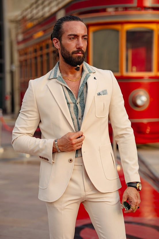 Beige Wool Suit