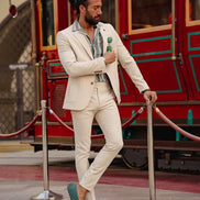 Pierre Slim Fit Beige Wool Suit