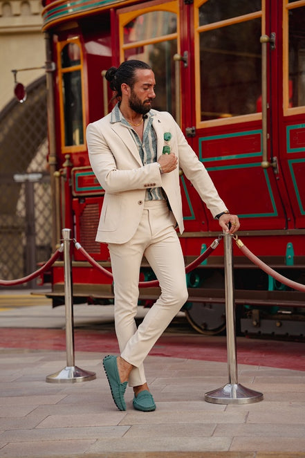 Pierre Slim Fit Beige Wool Suit