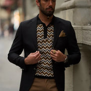 Pierre Black Slim Fit Notch Lapel Linen Blazer