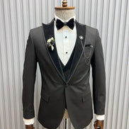 Pierre Black Slim Fit Velvet Peak Lapel Tuxedo