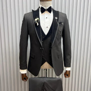 Pierre Black Slim Fit Velvet Peak Lapel Tuxedo