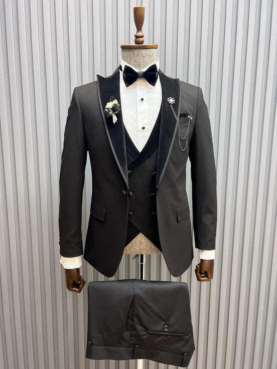 Black Velvet Peak Lapel Tuxedo