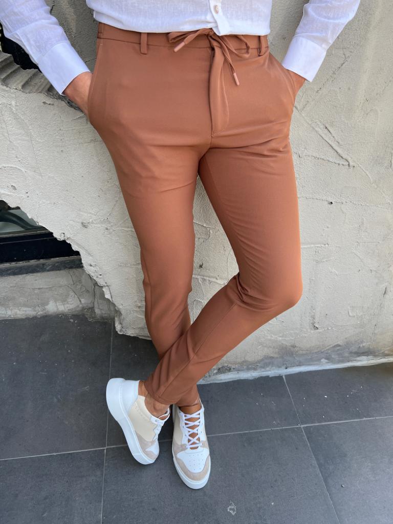 Brown Slim Fit Rope Pants – GENT WITH