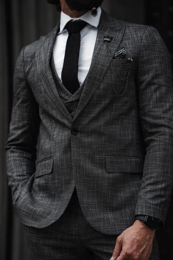Dark Gray Crosshatch Suit