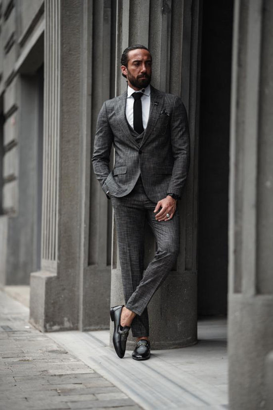 Dark Gray Crosshatch Suit