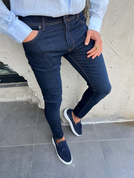 Pierre Dark Navy Blue Mens Jeans