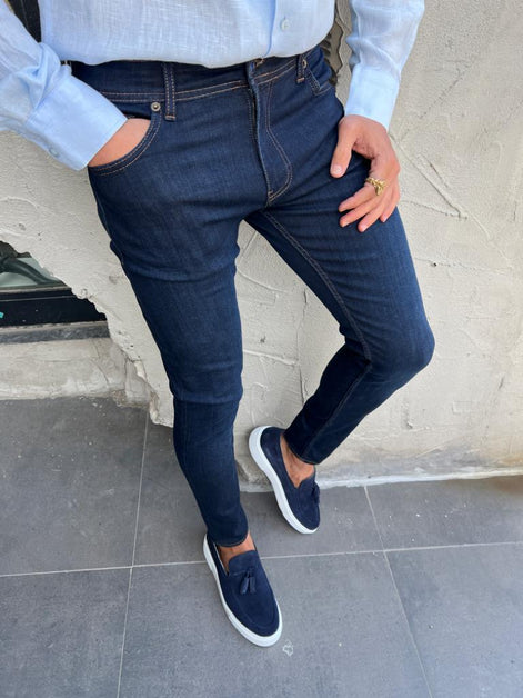 Pierre Dark Navy Blue Mens Jeans