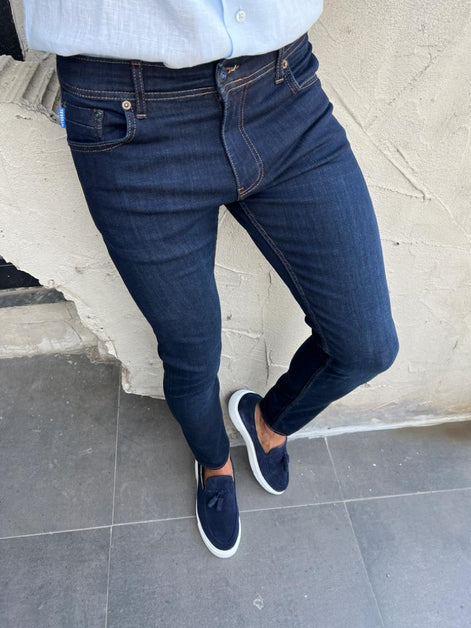 Pierre Dark Navy Blue Mens Jeans