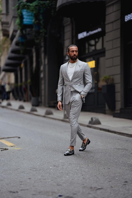 GentWith Pierre Gray Slim Fit Buckle Up Suit