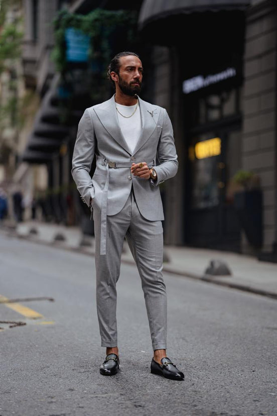 Gray Buckle Up Suit