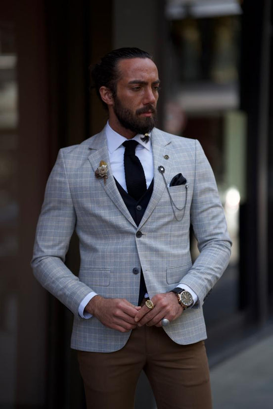 Gray Plaid Blazer