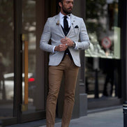 Pierre Gray Slim Fit Notch Lapel Plaid Blazer