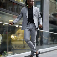 GentWith Pierre Gray Slim Fit Pinstripe Cotton Suit