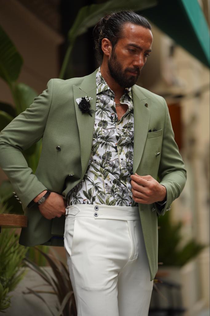 GentWith Pierre Green Slim Fit Combination Suit