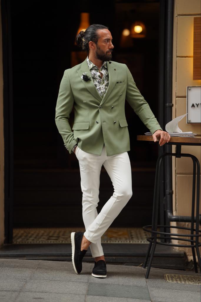 GentWith Pierre Green Slim Fit Combination Suit