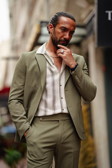 Pierre Slim Fit Green Wool Suit