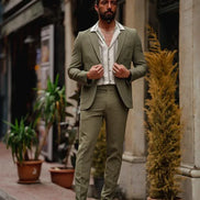 Pierre Slim Fit Green Wool Suit