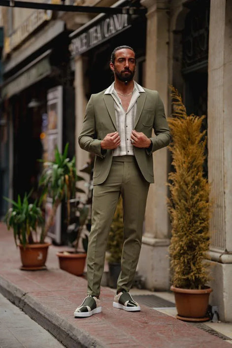 Pierre Slim Fit Green Wool Suit