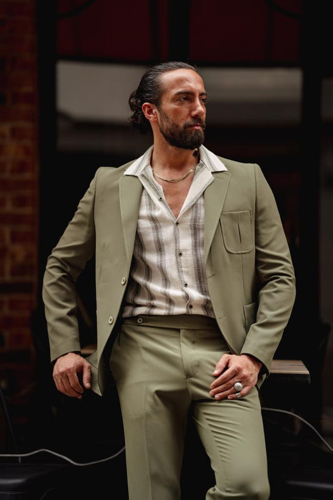 Pierre Slim Fit Green Wool Suit