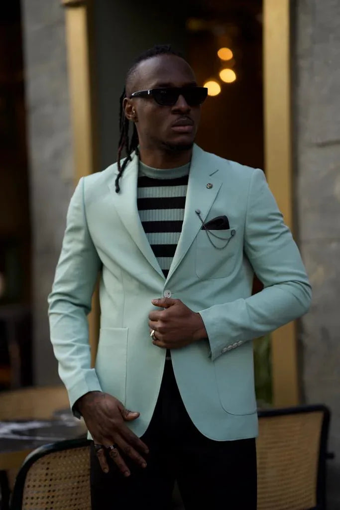 Pierre Slim Fit Notch Lapel Mint Green Blazer