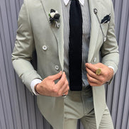 GentWith Pierre Mink Slim Fit Double Breasted Cotton Suit