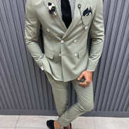 GentWith Pierre Mink Slim Fit Double Breasted Cotton Suit