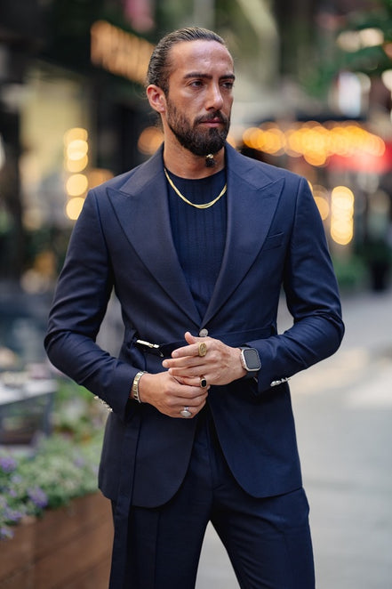 Pierre Slim Fit Buckle Up Navy Blue Suit