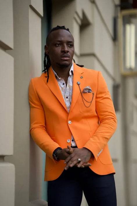 Pierre Slim Fit Notch Lapel Orange Blazer
