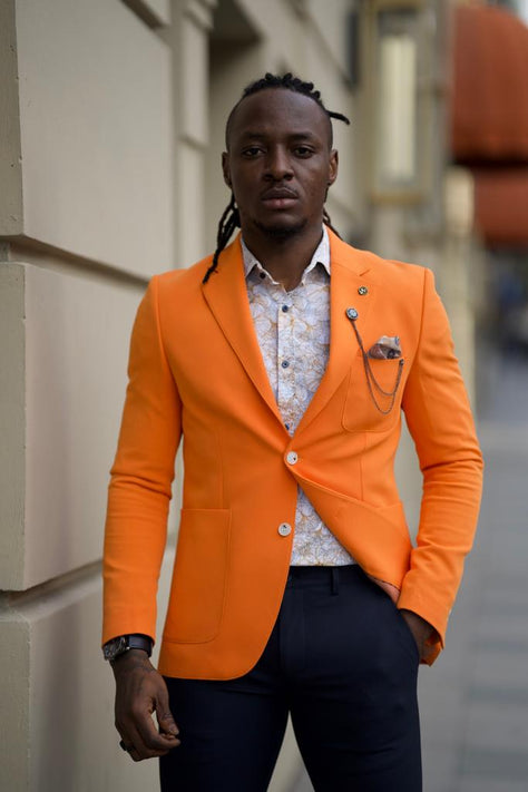 Pierre Slim Fit Notch Lapel Orange Blazer