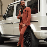 Pierre Rust Slim Fit Brown Wool Suit