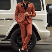 Pierre Rust Slim Fit Brown Wool Suit