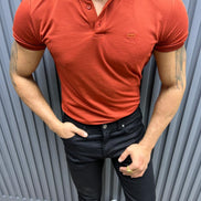 Pierre Rust Slim Fit Knitwear Polo T-Shirt
