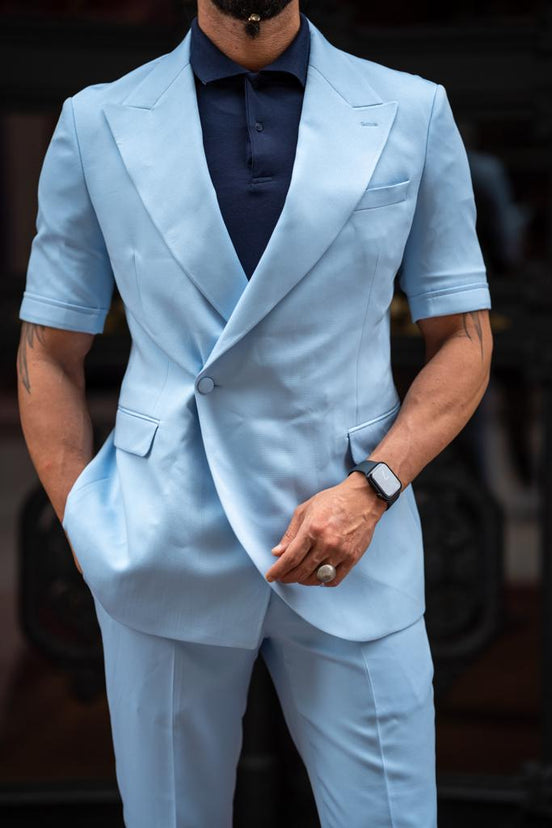 Sky Blue Short Sleeve Suit