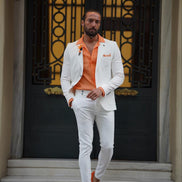 Pierre Slim Fit White Wool Suit