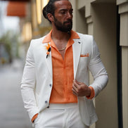 Pierre Slim Fit White Wool Suit