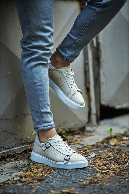 Rapid Mid Top Monk Strap Beige Sneakers