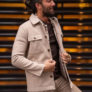 Rapid Slim Fit Double Pocket Beige Wool Coat