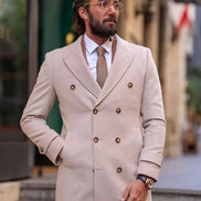 Rapid Slim Fit Beige Long Coat