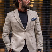 Rapid Slim Fit Notch Lapel Beige Blazer