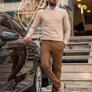GentWith Rapid Beige Round Neck Sweater