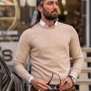 GentWith Rapid Beige Round Neck Sweater